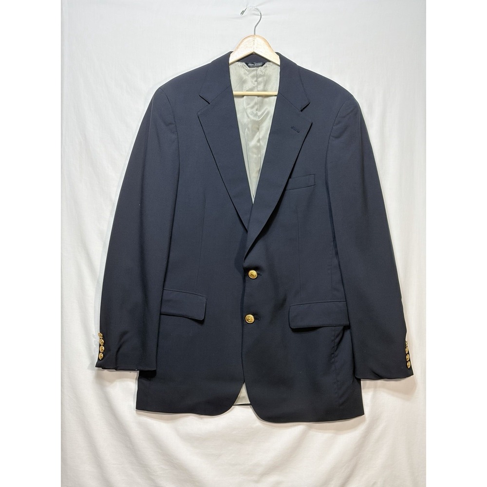RALPH LAUREN Polo University Club Blazer NAVY BLUE Gold Buttons - Sz 40R USA